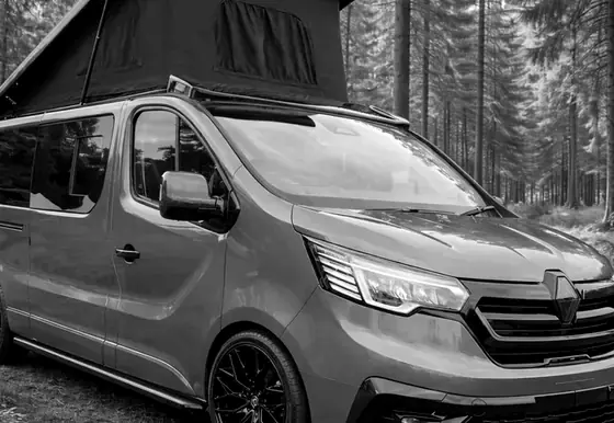 An Escape Campers conversion among pine trees