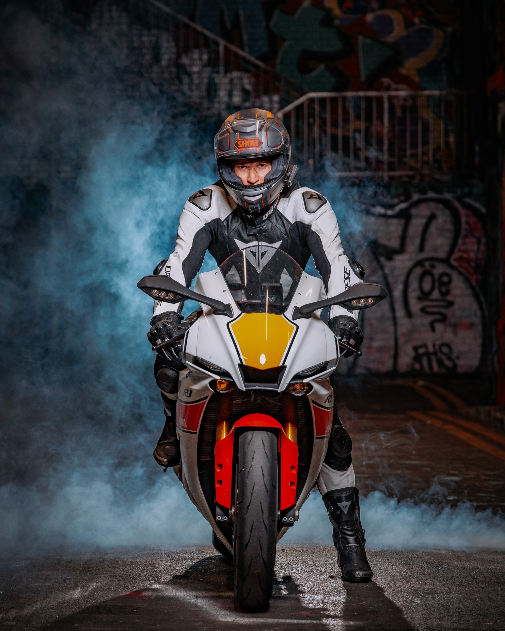 Creative Motorcycle Photoshoot in Graffiti Tunnel